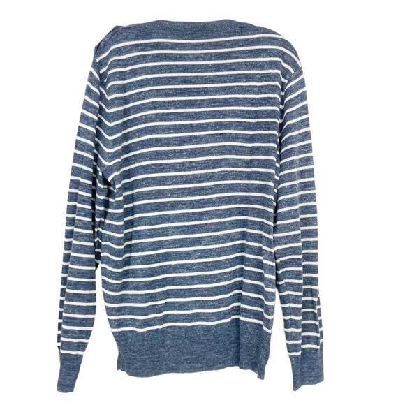 J. Crew Blue White Striped Wool Blend Slim Fit Sweater Sz XL - Picture 5 of 6